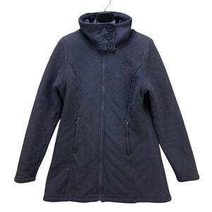 Womens the north face Navy fleece lined jacket size L Large front zipup